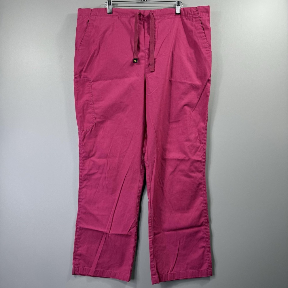 Carhartt Cargo Pants Womens XL Pink Elastic Waist Workwear Drawstring Relaxed